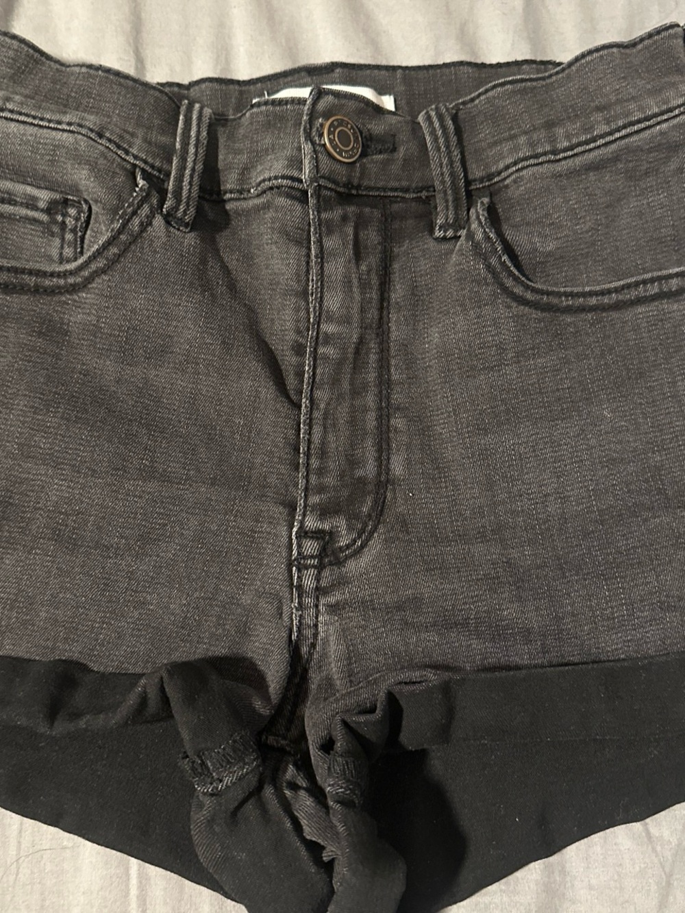 PacSun Black and Dark Gray Denim Shorts